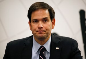 Republican presidential candidate, Sen. Marco Rubio, R-Fla. pauses while speaking during a technology roundtable at the Switch Innovation Center, Friday, May 29, 2015, in Las Vegas. (AP Photo/John Locher)